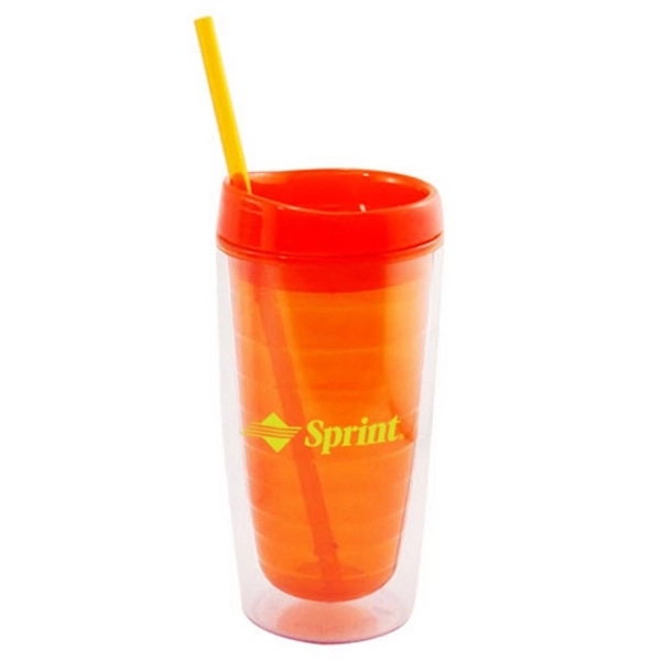 16 oz. double wall acrylic tumbler with lid and straw.... from ASI 44900 NC Custom (CI/Lanco) / Lanco