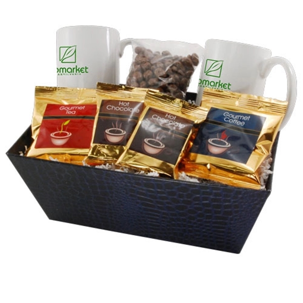 Gift tray filled with two 11 oz. white mugs, coffee, tea,... from ASI 44900 NC Custom (CI/Lanco) / Lanco