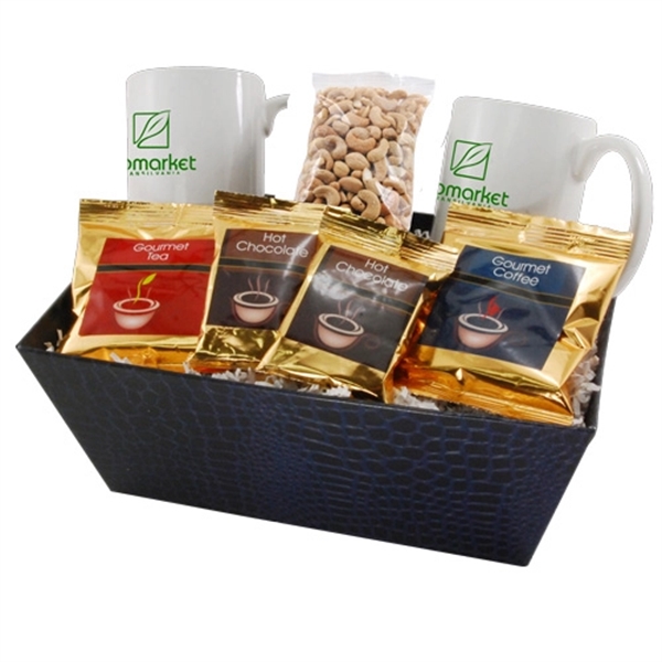 Gift tray filled with two 11 oz. white mugs, coffee, tea,... from ASI 44900 NC Custom (CI/Lanco) / Lanco