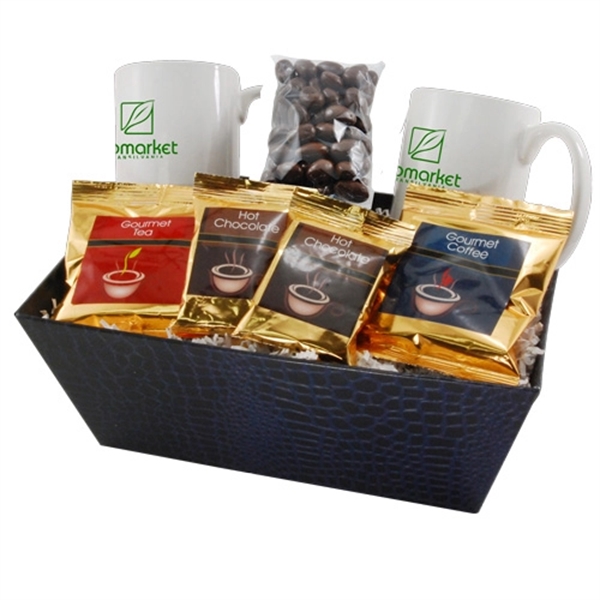 Gift tray filled with two 11 oz. white mugs, coffee, tea,... from ASI 44900 NC Custom (CI/Lanco) / Lanco