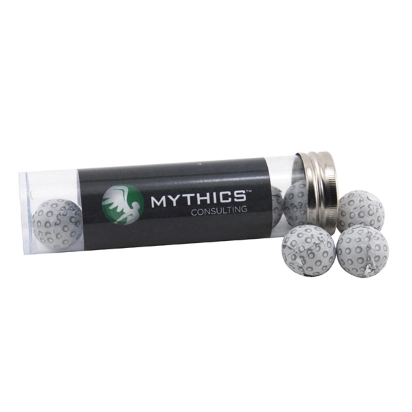 Chocolate Golf Balls in a 5 " Plastic Tube with Metal... from ASI 44900 NC Custom (CI/Lanco) / Lanco