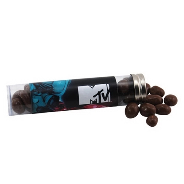 Chocolate Covered Peanuts in a 6 " Plastic Tube with Metal... from ASI 44900 NC Custom (CI/Lanco) / Lanco