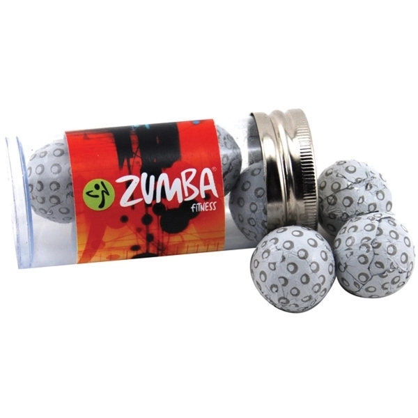 Chocolate Golf Balls in a 3 " Plastic Tube with Metal... from ASI 44900 NC Custom (CI/Lanco) / Lanco