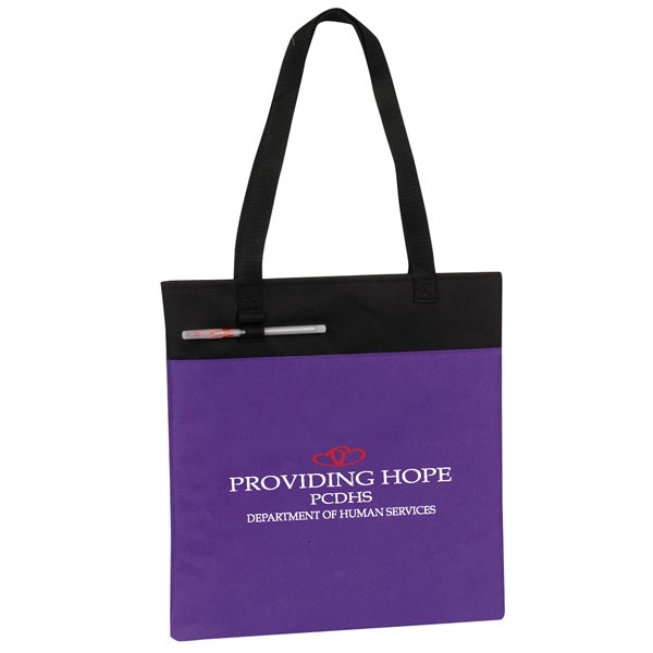 600D polyester tote with large capacity, colored body, black handle and... from ASI 39820 Opusline (Benmex) / Opus Line