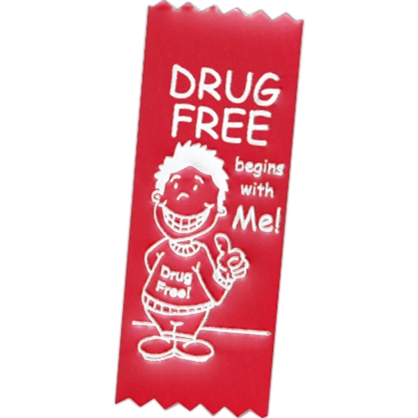 Drug free premium grade award, 2" x 5", red ribbon pinked... from ASI 56100 Gemini Ind Inc / F & H Ribbon