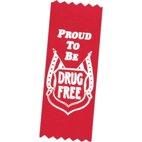 Drug free premium grade award, 2" x 5", red ribbon pinked... from ASI 56100 Gemini Ind Inc / F & H Ribbon
