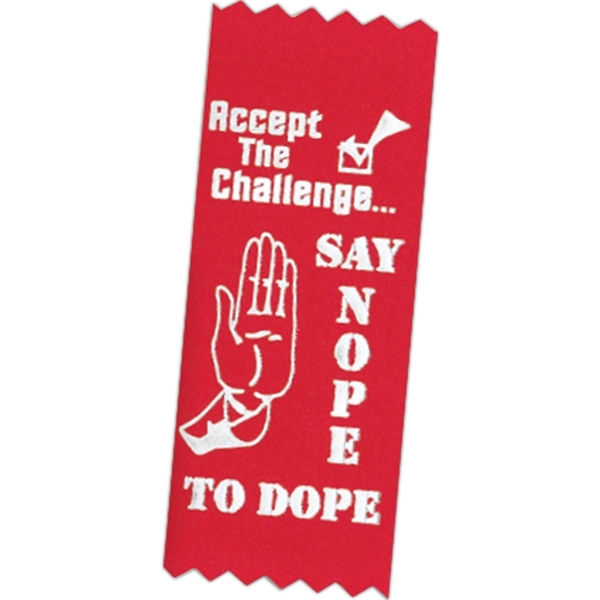 Drug free premium grade award, 2" x 5", red ribbon pinked... from ASI 56100 Gemini Ind Inc / F & H Ribbon