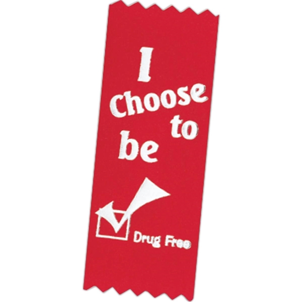 Drug free premium grade award, 2" x 5", red ribbon pinked... from ASI 56100 Gemini Ind Inc / F & H Ribbon