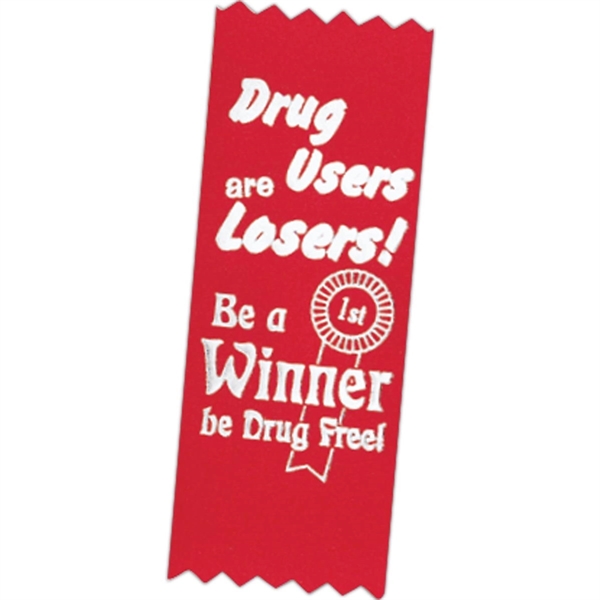 Drug free premium grade award, 2" x 5", red ribbon pinked... from ASI 56100 Gemini Ind Inc / F & H Ribbon