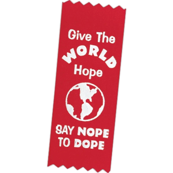 Drug free premium grade award, 2" x 5", red ribbon pinked... from ASI 56100 Gemini Ind Inc / F & H Ribbon