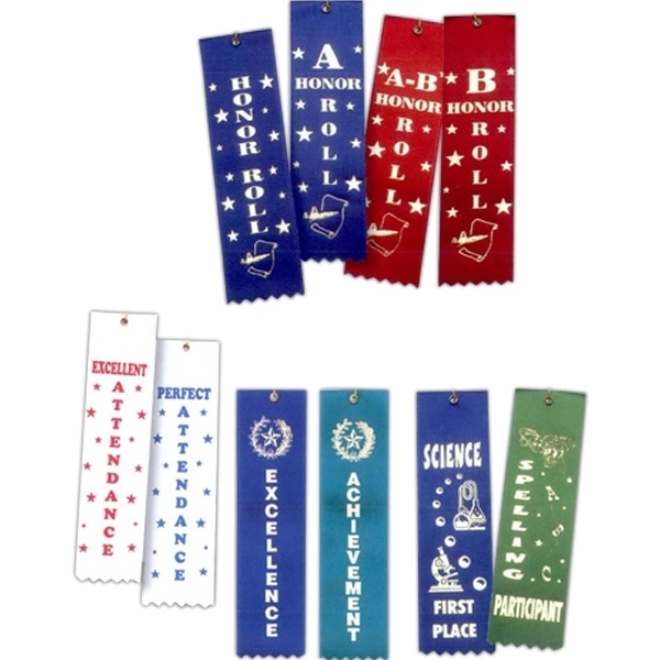 Stock award ribbon are excellent for student achievements.... from ASI 56100 Gemini Ind Inc / F & H Ribbon