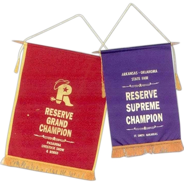 Foil stamped banner with fringe.... from ASI 56100 Gemini Ind Inc / F & H Ribbon