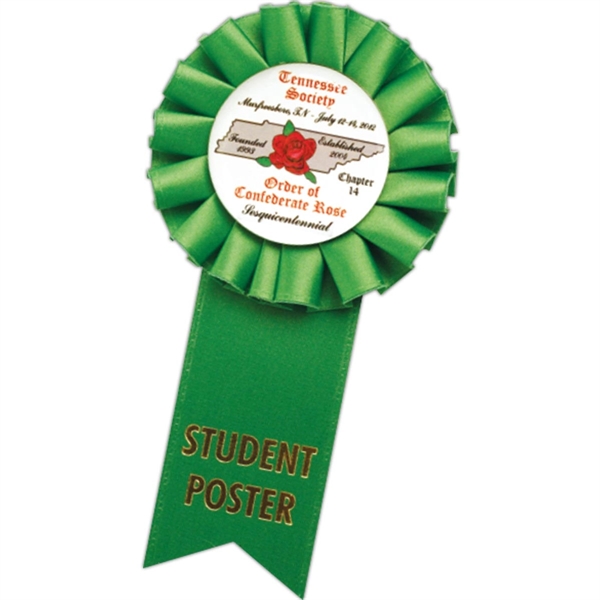 Rosettes with Celluloid Buttons; Head diameter 3", Overall Length 5-1/2", Streamer... from ASI 56100 Gemini Ind Inc / F & H Ribbon