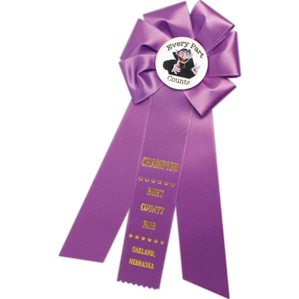 Rosettes with Celluloid Buttons; Head diameter 5", Overall Length 13-1/2", Streamer... from ASI 56100 Gemini Ind Inc / F & H Ribbon