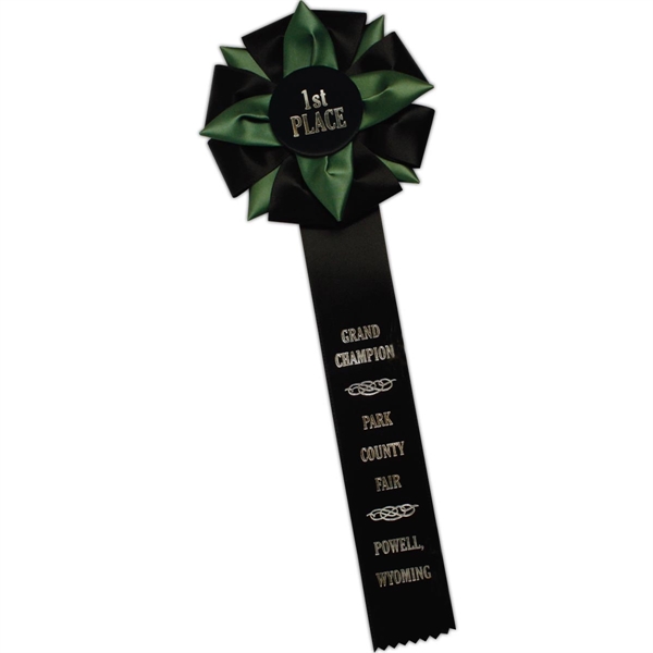 Rosettes with Celluloid Buttons; Head diameter 6", Overall Length 16", Streamer... from ASI 56100 Gemini Ind Inc / F & H Ribbon