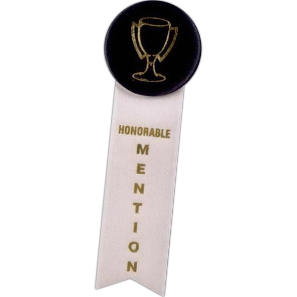 Custom rosette ribbon with 2 1/4" diameter head and streamer.... from ASI 56100 Gemini Ind Inc / F & H Ribbon