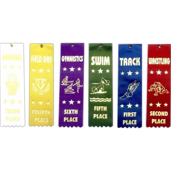 Stock sports ribbon, 2" x 8".... from ASI 56100 Gemini Ind Inc / F & H Ribbon