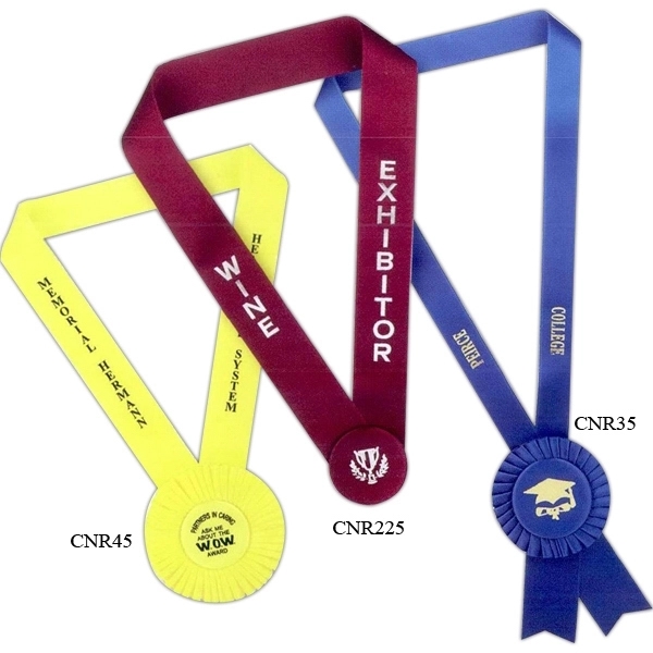 Custom satin neck ribbon, size: 4-1/2" head with 1-5/8" x 30".... from ASI 56100 Gemini Ind Inc / F & H Ribbon