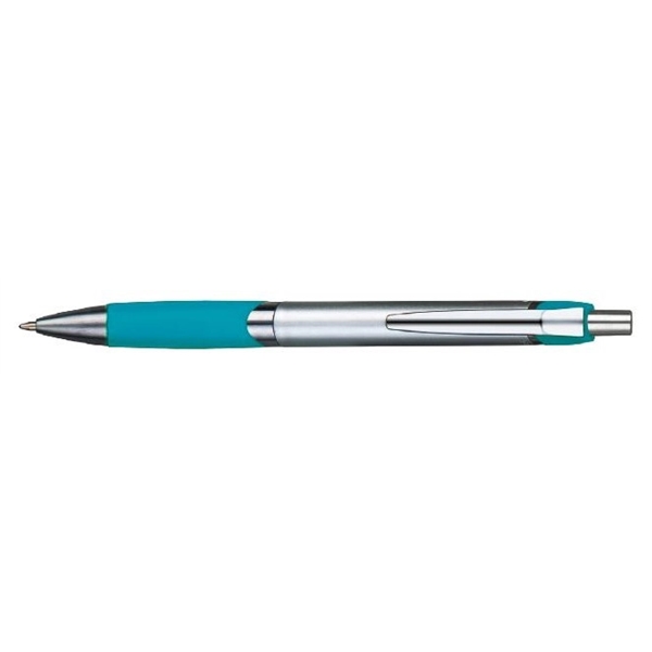 Temple plunger-action pen with a metallic barrel, color match soft grip,... from ASI 82498 RiteLine LLC