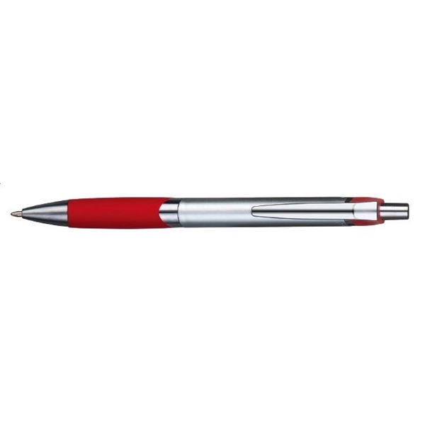 Temple plunger-action pen with a metallic barrel, color match soft grip,... from ASI 82498 RiteLine LLC