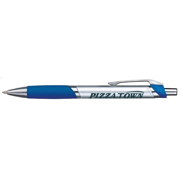 Temple plunger-action pen with a metallic barrel, color match soft grip,... from ASI 82498 RiteLine LLC