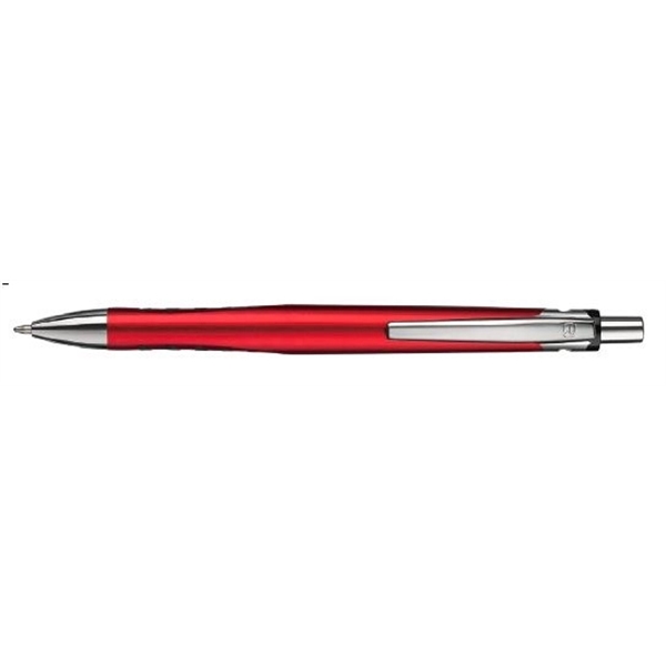 Plano plunger-action pen with contoured, metallic barrel, show-through grips, and a... from ASI 82498 RiteLine LLC