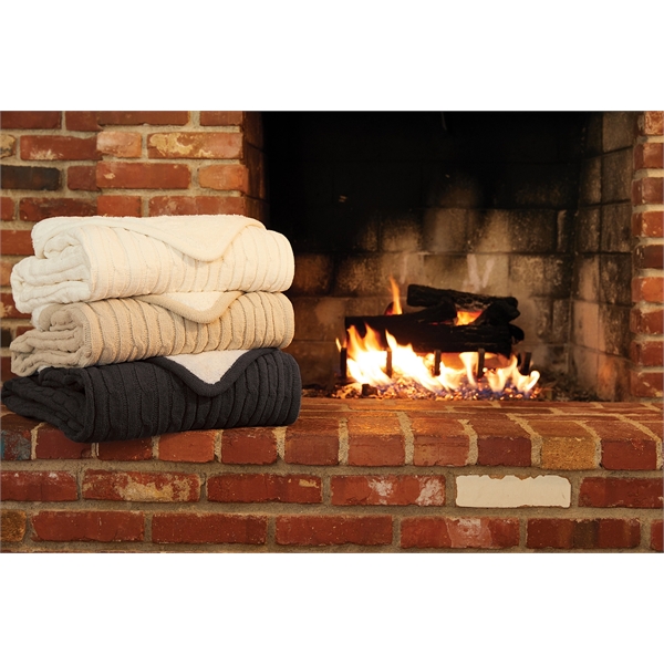 Double layer cable knit lambswool throw with chenille and polyester, measuring... from ASI 73520 Neet Feet / Kanata Blanket