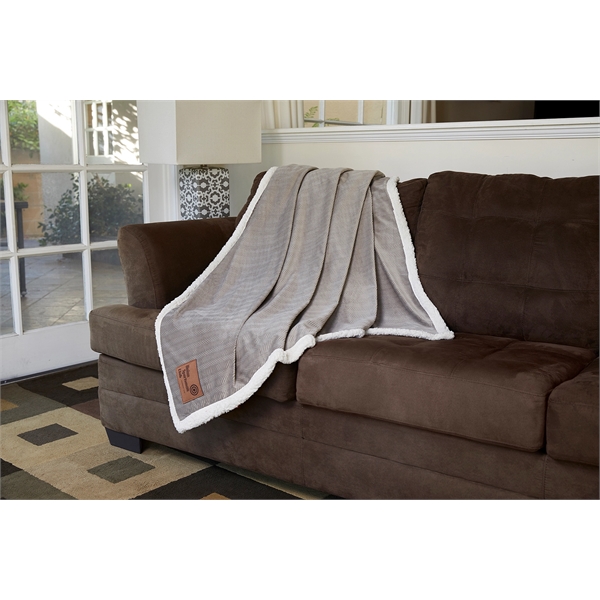 Soft reversible throw blanket with a subtle herringbone weave pattern and... from ASI 73520 Neet Feet / Kanata Blanket