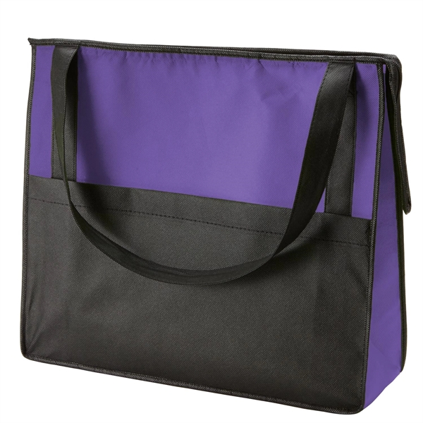 Zipper tote bag made of 80 GSM nonwoven polypropylene with two-tone... from ASI 52840 Evans Manufacturing
