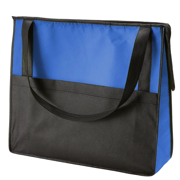 Zipper tote bag made of 80 GSM nonwoven polypropylene with two-tone... from ASI 52840 Evans Manufacturing