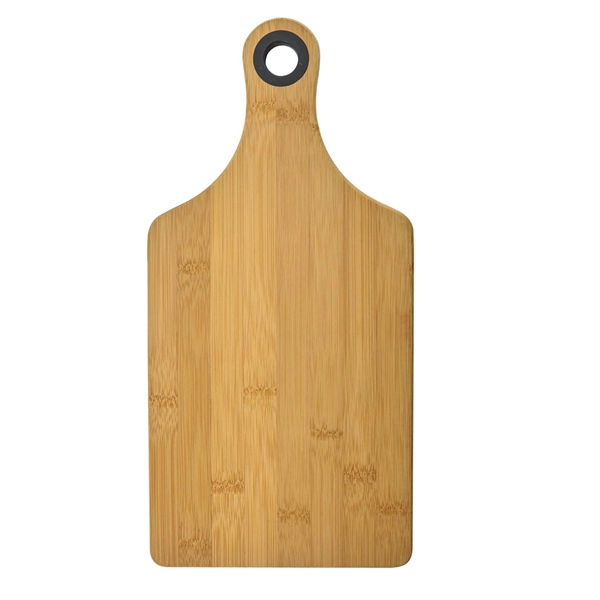 Bamboo charcuterie cheese board with a silicone accent ring on top... from ASI 52840 Evans Manufacturing