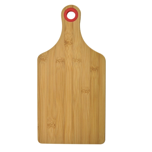 Bamboo charcuterie cheese board with a silicone accent ring on top... from ASI 52840 Evans Manufacturing