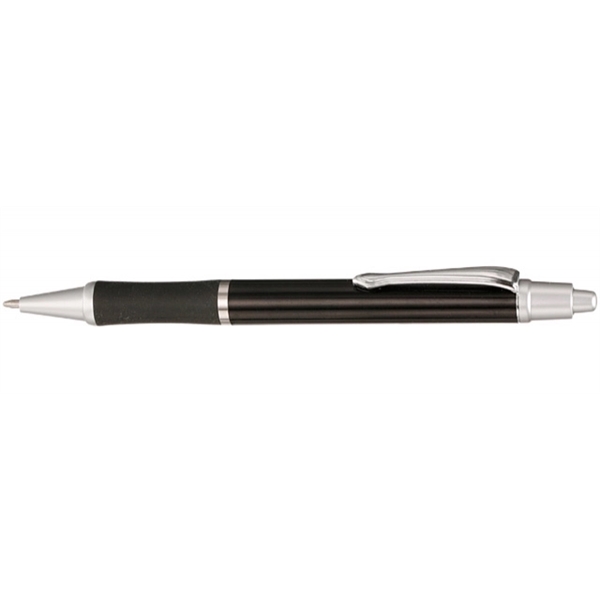 Retractable ballpoint pen with silver accents, black rubber grip, colorful barrel... from ASI 39552 BEL Promo