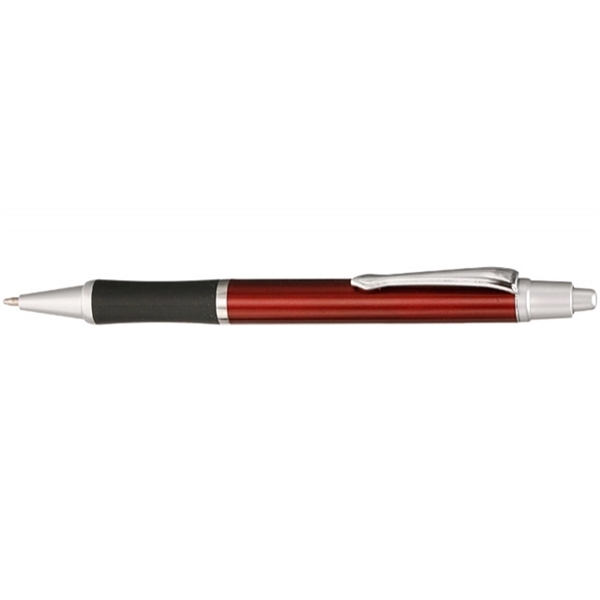Retractable ballpoint pen with silver accents, black rubber grip, colorful barrel... from ASI 39552 BEL Promo