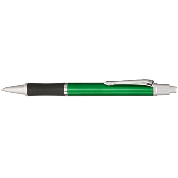 Retractable ballpoint pen with silver accents, black rubber grip, colorful barrel... from ASI 39552 BEL Promo