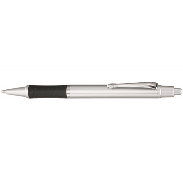Retractable ballpoint pen with silver accents, black rubber grip, colorful barrel... from ASI 39552 BEL Promo