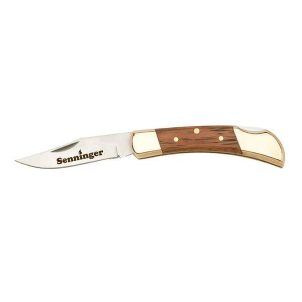 3" Wood handle lockback knife, with brass bolsters.... from ASI 93130 Utica Cutlery Co/Kutmaster 400 Line / KutMaster™
