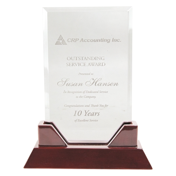 1/2" thick clear acrylic award with a rosewood piano finish base.... from ASI 81500 Navitor Inc / Navitor Specialty Products