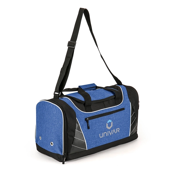 Two-tone duffel bag with deco-stitching, wide mouth, shoe pocket, adjustable shoulder... from ASI 88060 Snugz/USA Inc / Sweda®