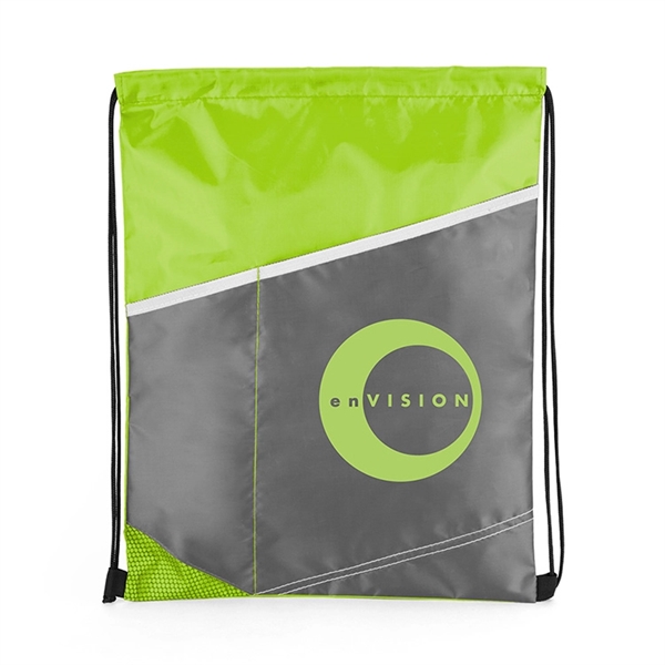 210 denier drawstring sports pack with two front pockets, mesh corners... from ASI 88060 Snugz/USA Inc / Sweda®