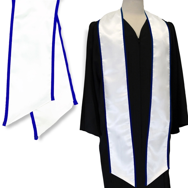 White graduation sash with a royal blue binded edge... from ASI 98085 Wolfmark