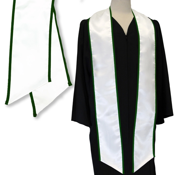 White graduation sash with a hunter green binded edge... from ASI 98085 Wolfmark