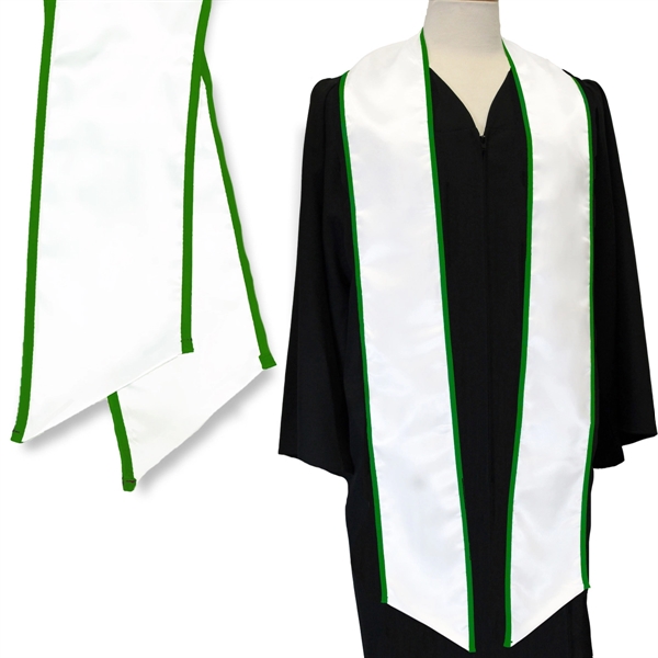 White graduation sash with a kelly green binded edge... from ASI 98085 Wolfmark