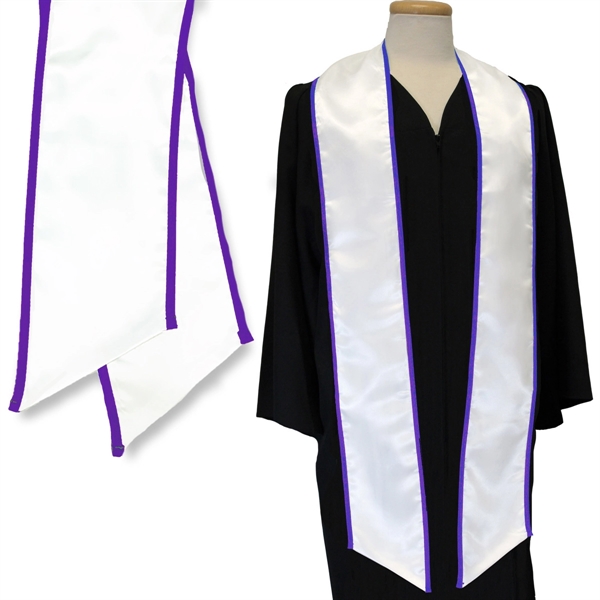 White graduation sash with a purple binded edge... from ASI 98085 Wolfmark