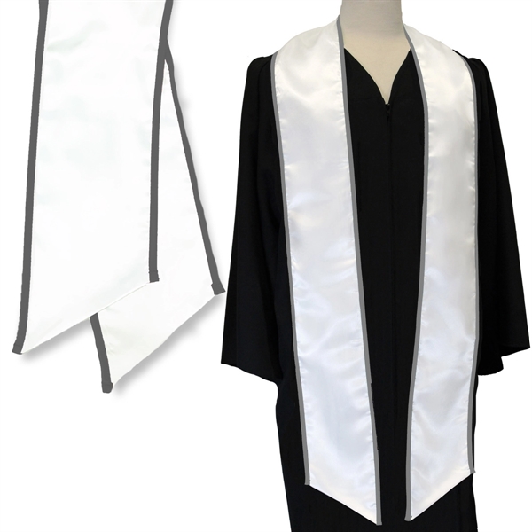 White graduation sash with a gray binded edge... from ASI 98085 Wolfmark