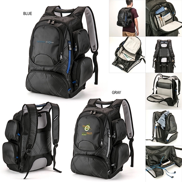 420D backpack with PU accents, RFID protection, TSA friendly compartments for... from ASI 88060 Snugz/USA Inc / Sweda®