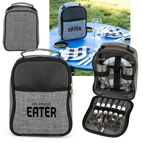 Portable picnic tote for 2 with plates, wine glasses, napkins, utensils,... from ASI 88060 Snugz/USA Inc / Sweda®