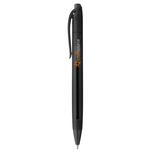 Plunger-action soft touch ballpoint pen with black ink, a translucent, top-to-bottom... from ASI 88060 Snugz/USA Inc / Sweda®