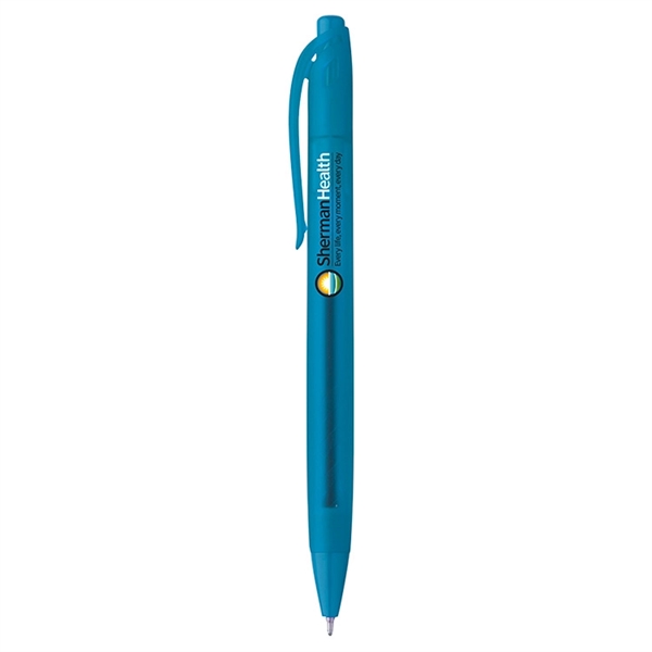 Plunger-action soft touch ballpoint pen with black ink, a translucent, top-to-bottom... from ASI 88060 Snugz/USA Inc / Sweda®