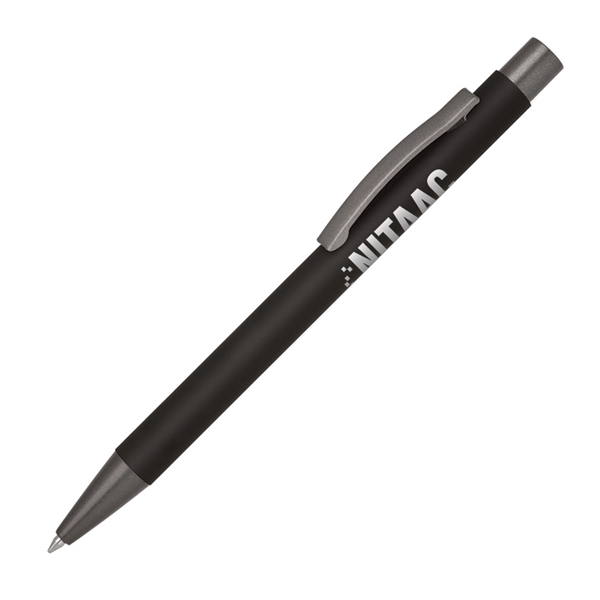 Aluminum click-action ballpoint pen with a bold color barrel, rubber finish,... from ASI 68190 Lungsal / Lungsal